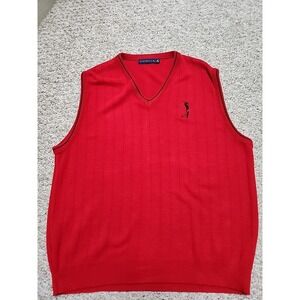 Pinnacle Golf Vest XL w/Golfer Logo ~ 100% Acrylic MADE IN USA Vtg Red